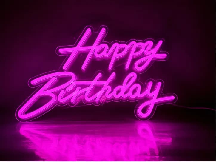 Happy Birthday LED Neon Sign - Pink