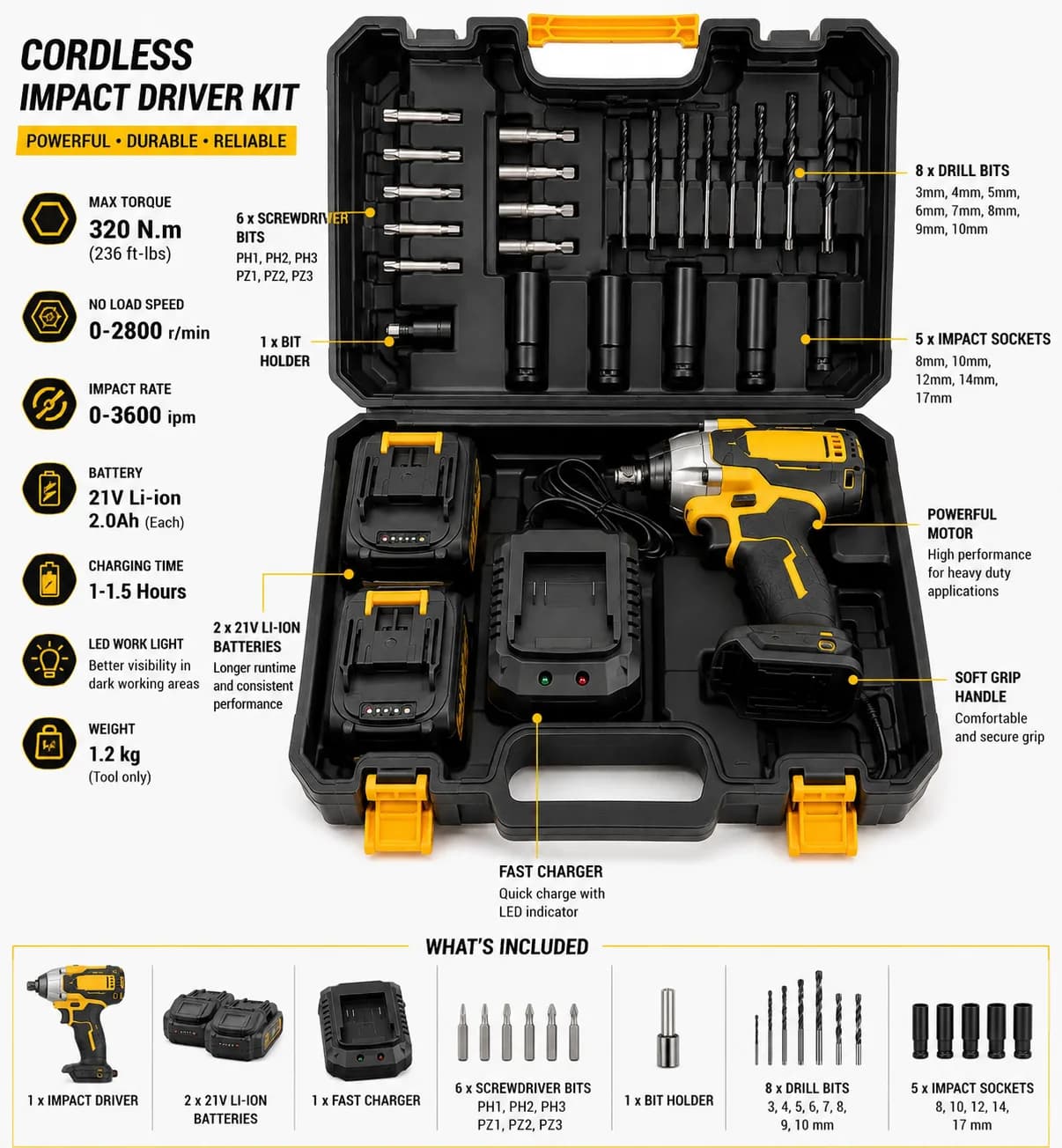 Brushless Cordless Impact Wrench Kit, 2 Batteries thumbnail 2