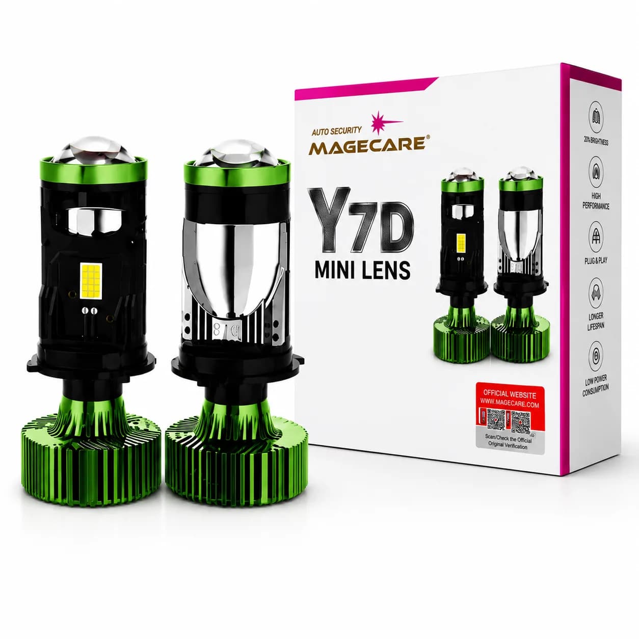 MAGECARE Y7D Mini Lens LED Headlight Bulb Set