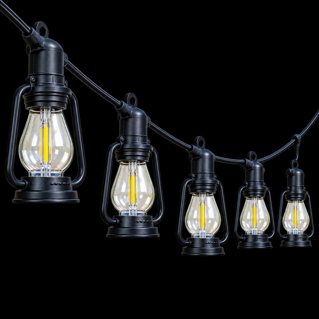 Outdoor Lantern Style LED String Light Set - Warm White, IP44, Plug-In