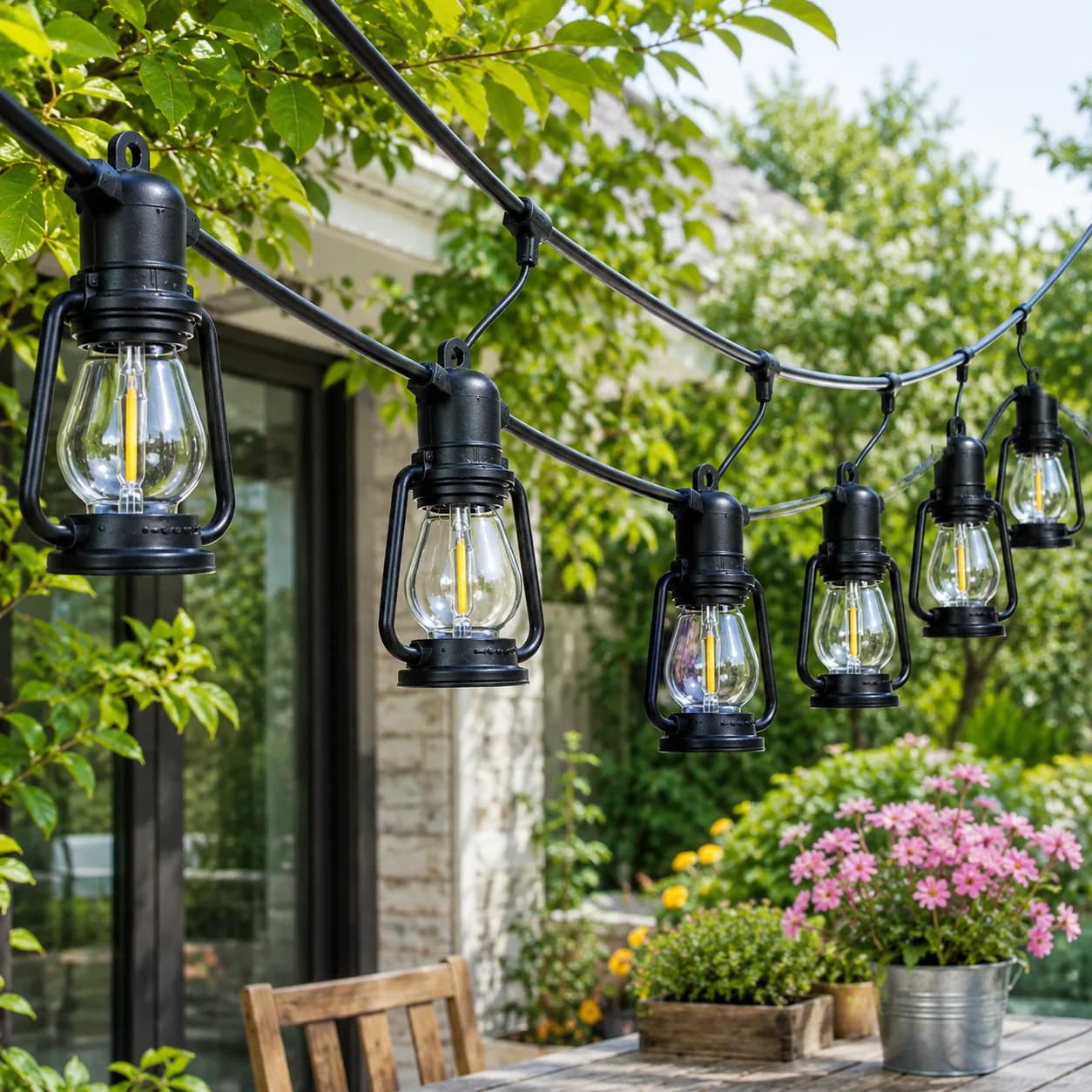 Outdoor Lantern Style LED String Light Set - Warm White, IP44, Plug-In thumbnail 3