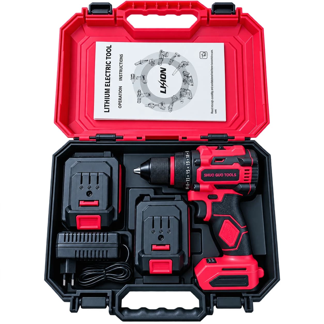 SHUO GUO TOOLS 48V MAX Cordless Drill Kit - 13mm, 21+1, 2 Batteries thumbnail 3